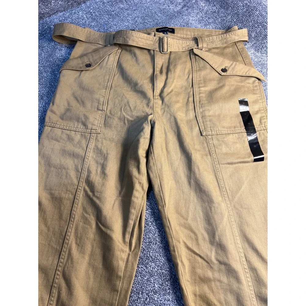 Banana Republic Mens Khaki Cotton Belted Utility Cargo Pants Size 18 NWT